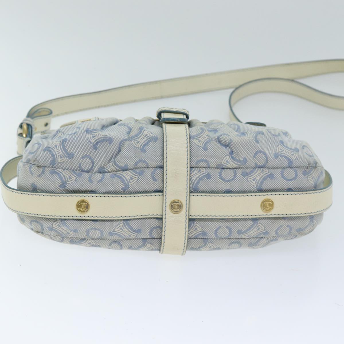 CELINE C Macadam Canvas Shoulder Bag Light Blue Auth 75808