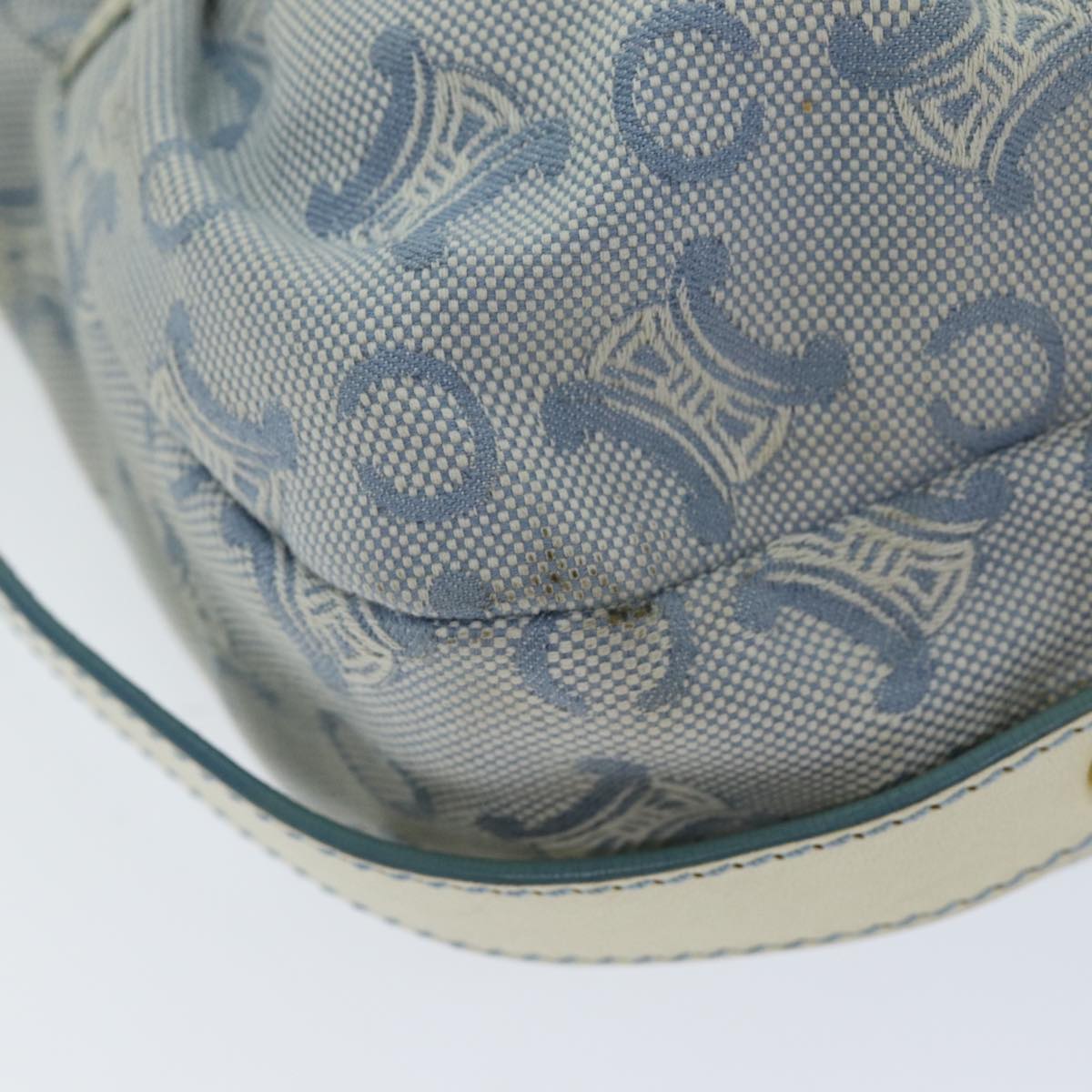 CELINE C Macadam Canvas Shoulder Bag Light Blue Auth 75808