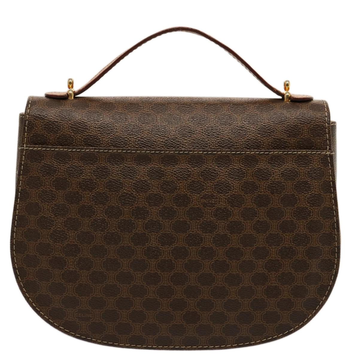 CELINE Macadam Canvas Hand Bag PVC 2way Brown Auth 75809