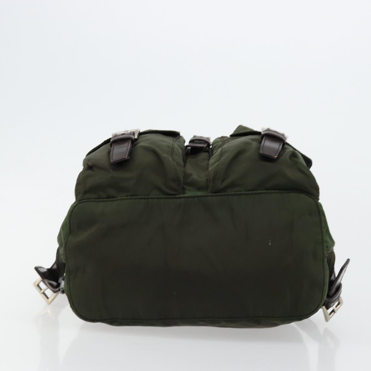 PRADA Backpack Nylon Khaki Dark Brown Auth 75827