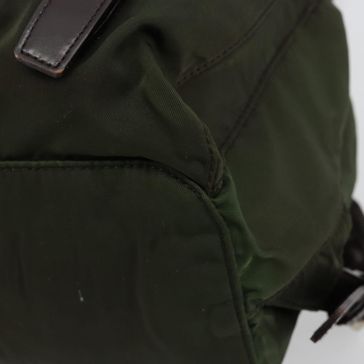 PRADA Backpack Nylon Khaki Dark Brown Auth 75827
