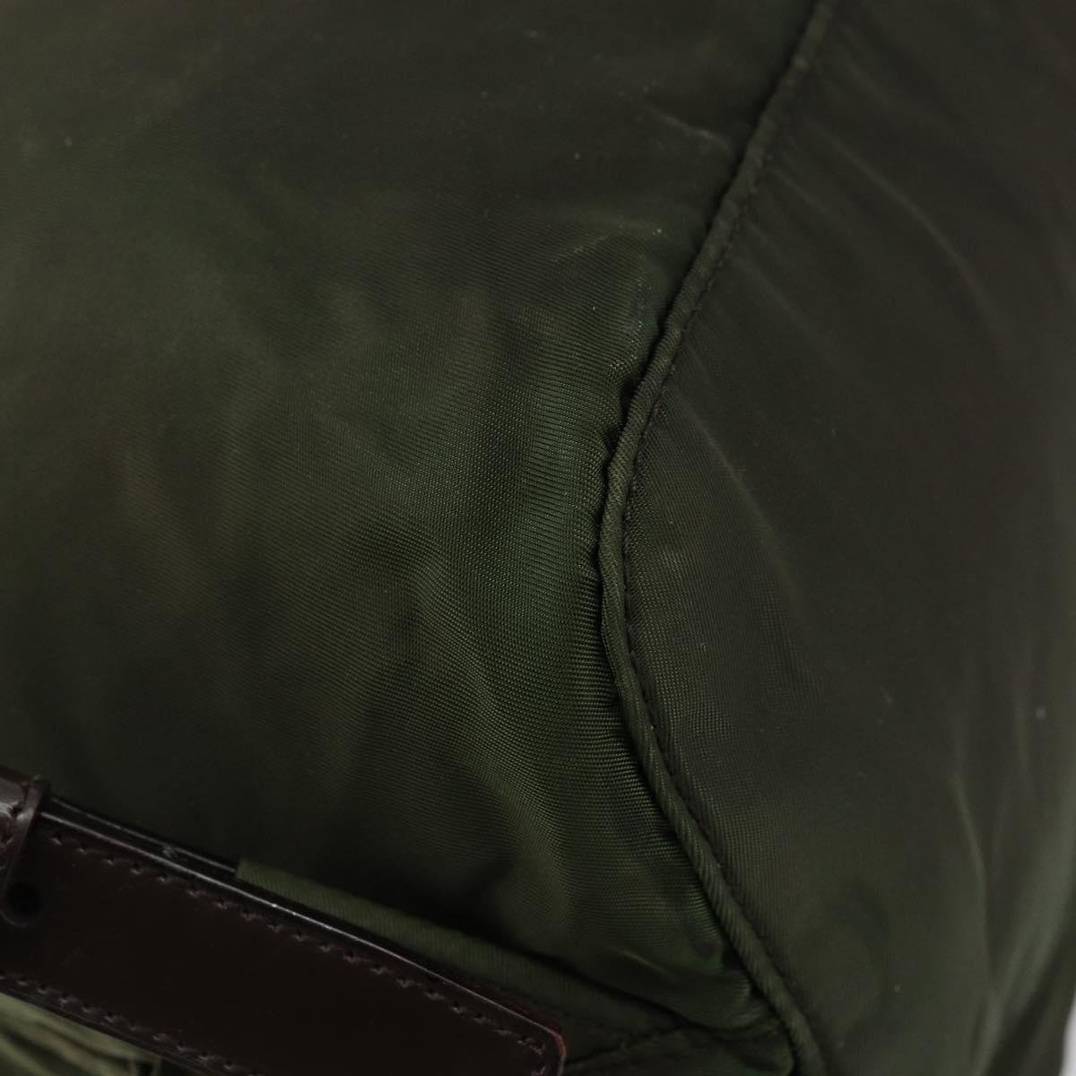 PRADA Backpack Nylon Khaki Dark Brown Auth 75827