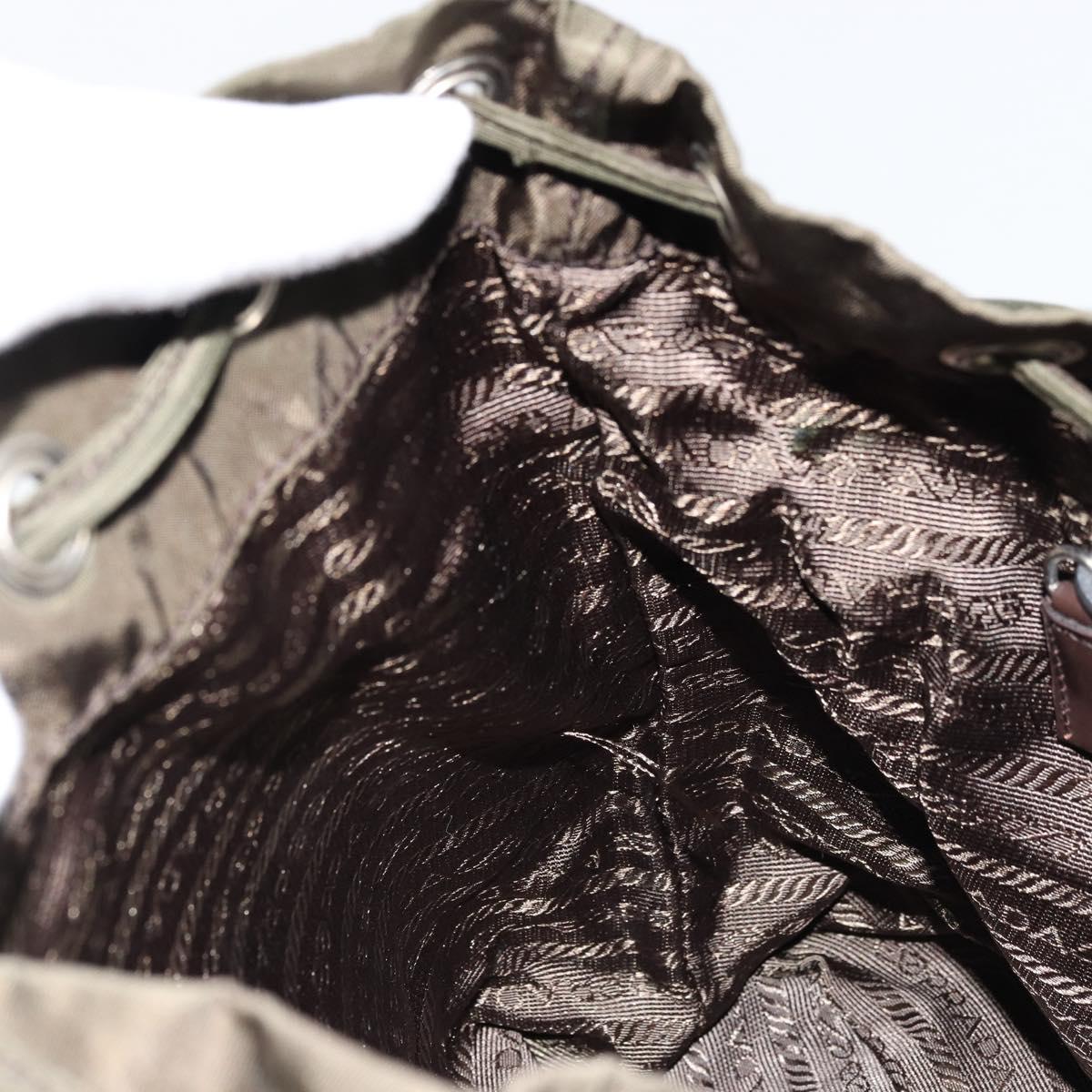 PRADA Backpack Nylon Khaki Dark Brown Auth 75827