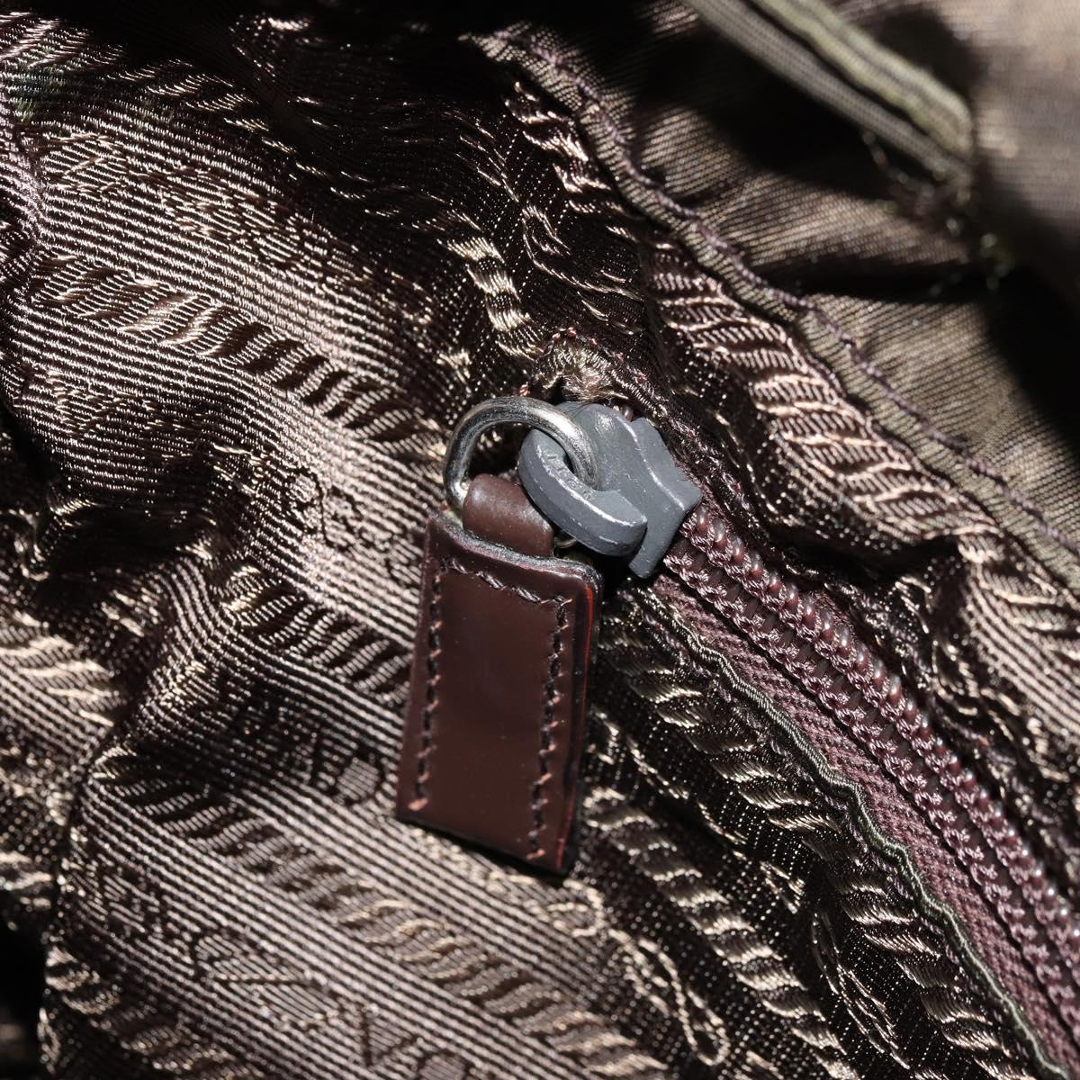 PRADA Backpack Nylon Khaki Dark Brown Auth 75827