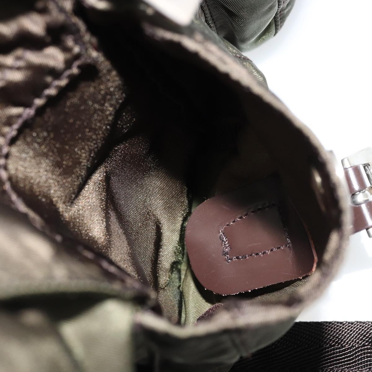 PRADA Backpack Nylon Khaki Dark Brown Auth 75827