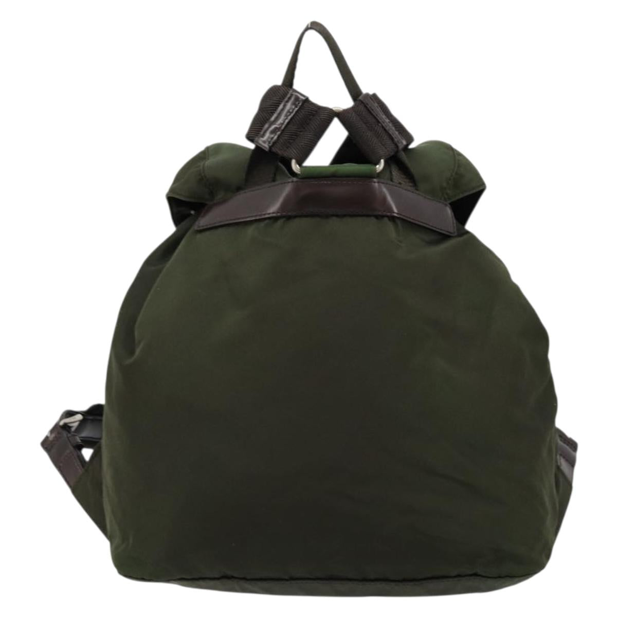 PRADA Backpack Nylon Khaki Dark Brown Auth 75827