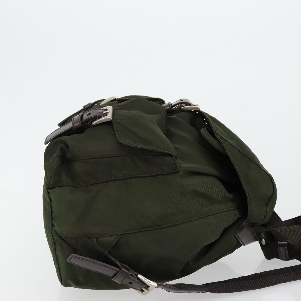 PRADA Backpack Nylon Khaki Dark Brown Auth 75827
