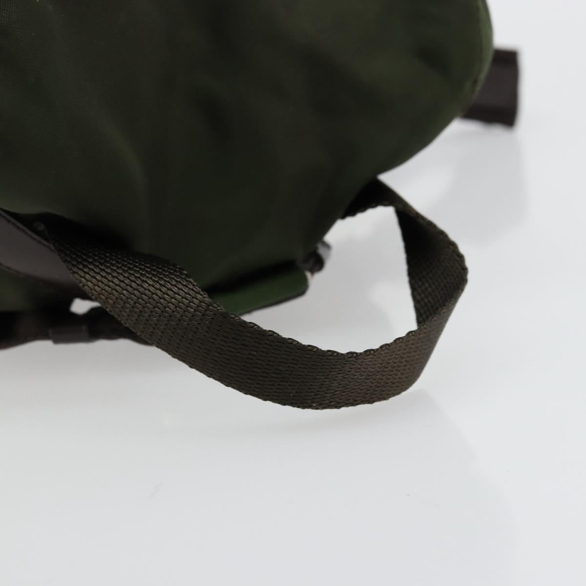 PRADA Backpack Nylon Khaki Dark Brown Auth 75827