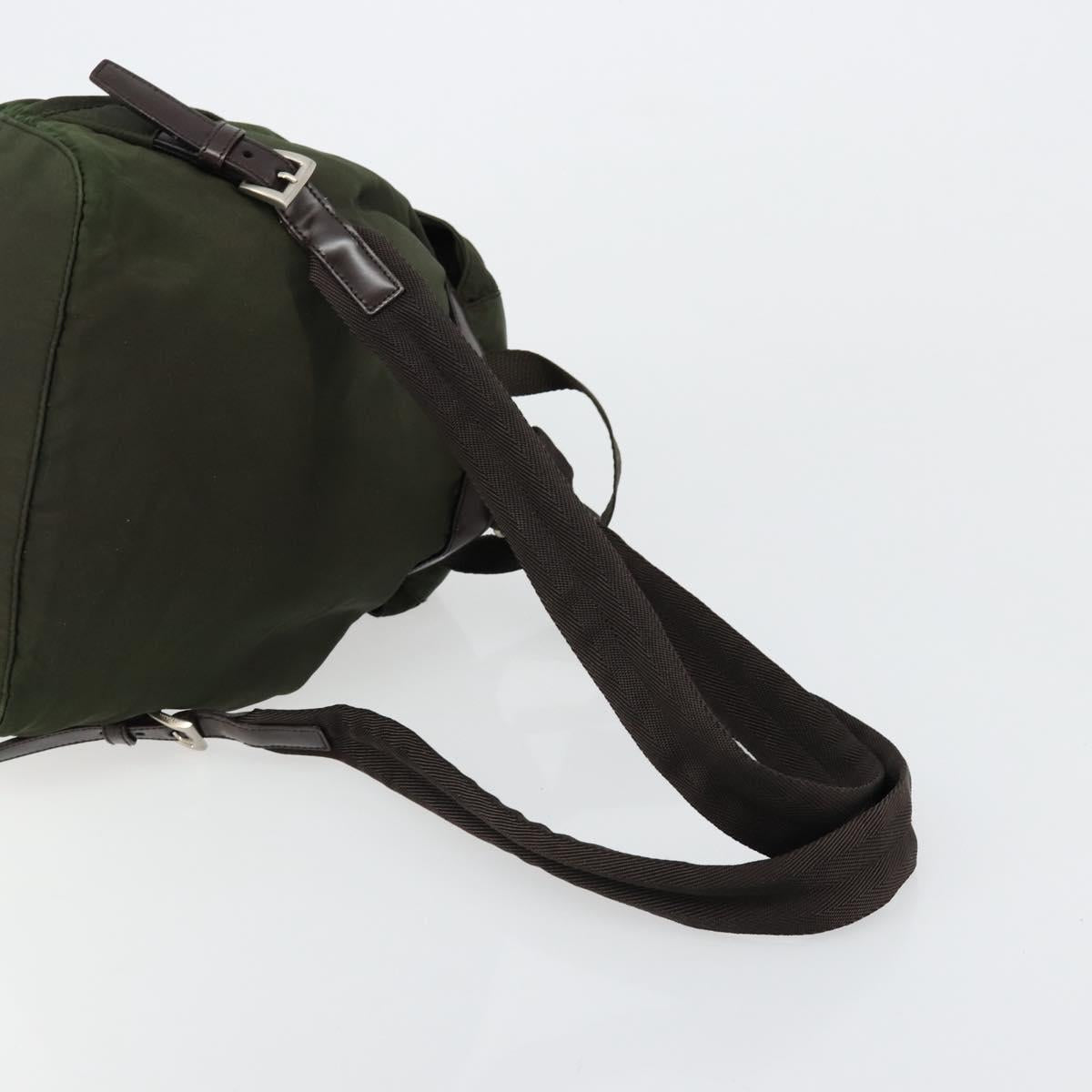 PRADA Backpack Nylon Khaki Dark Brown Auth 75827