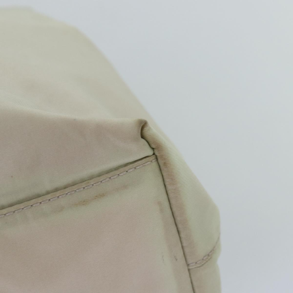 PRADA Tote Bag Nylon Beige Auth 76005