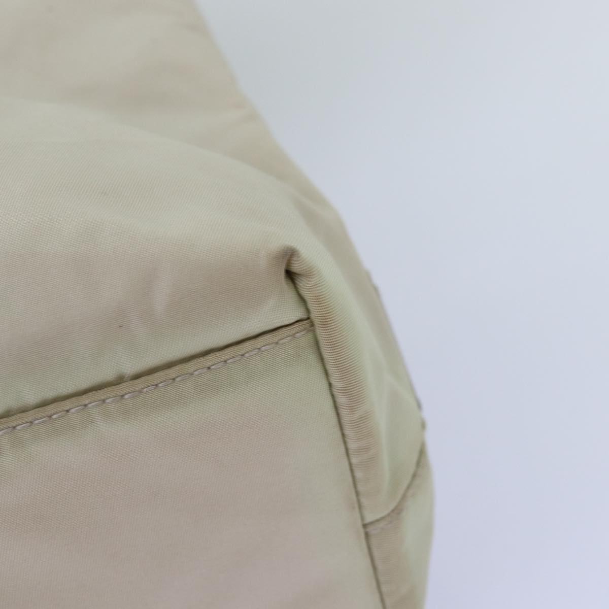 PRADA Tote Bag Nylon Beige Auth 76005