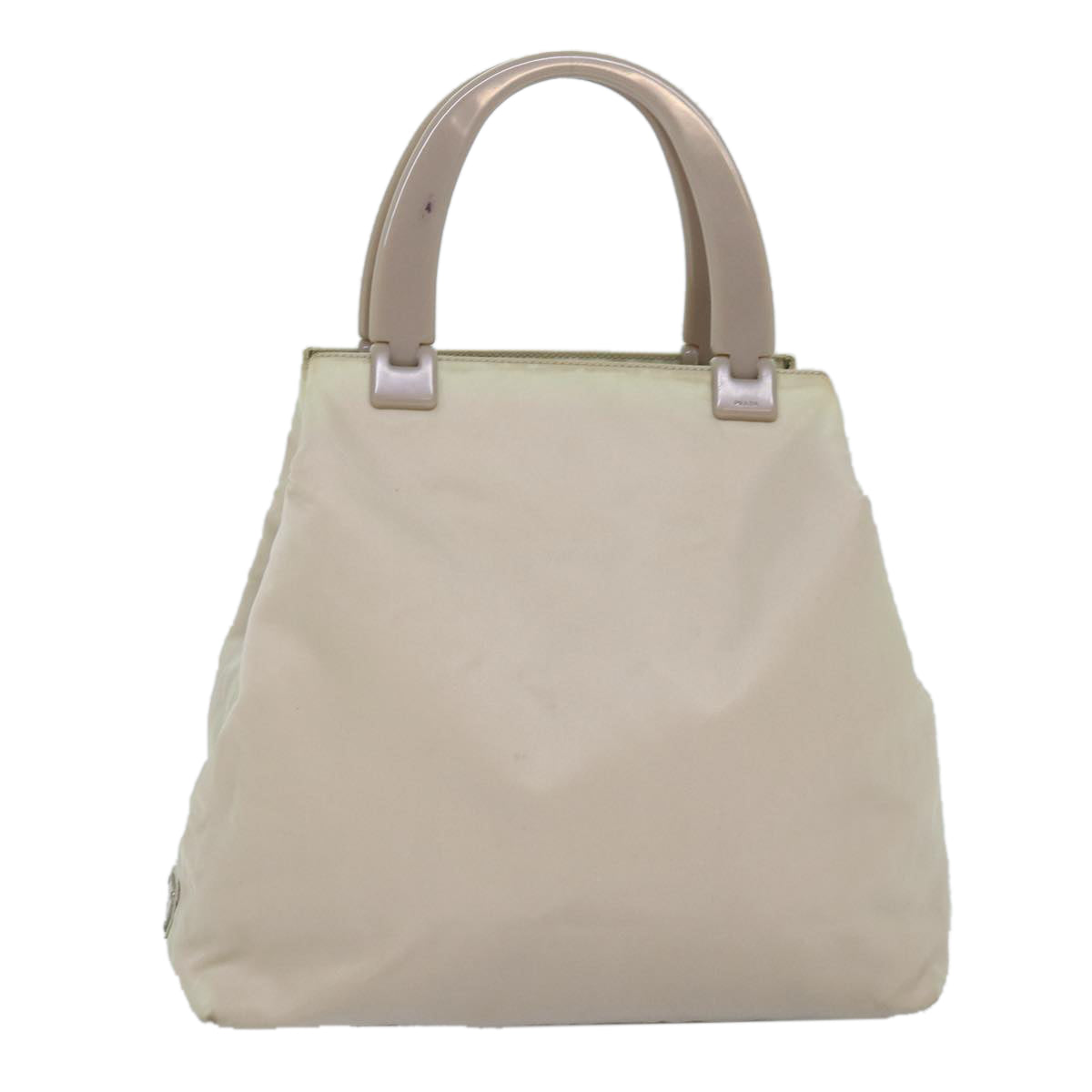 PRADA Tote Bag Nylon Beige Auth 76005