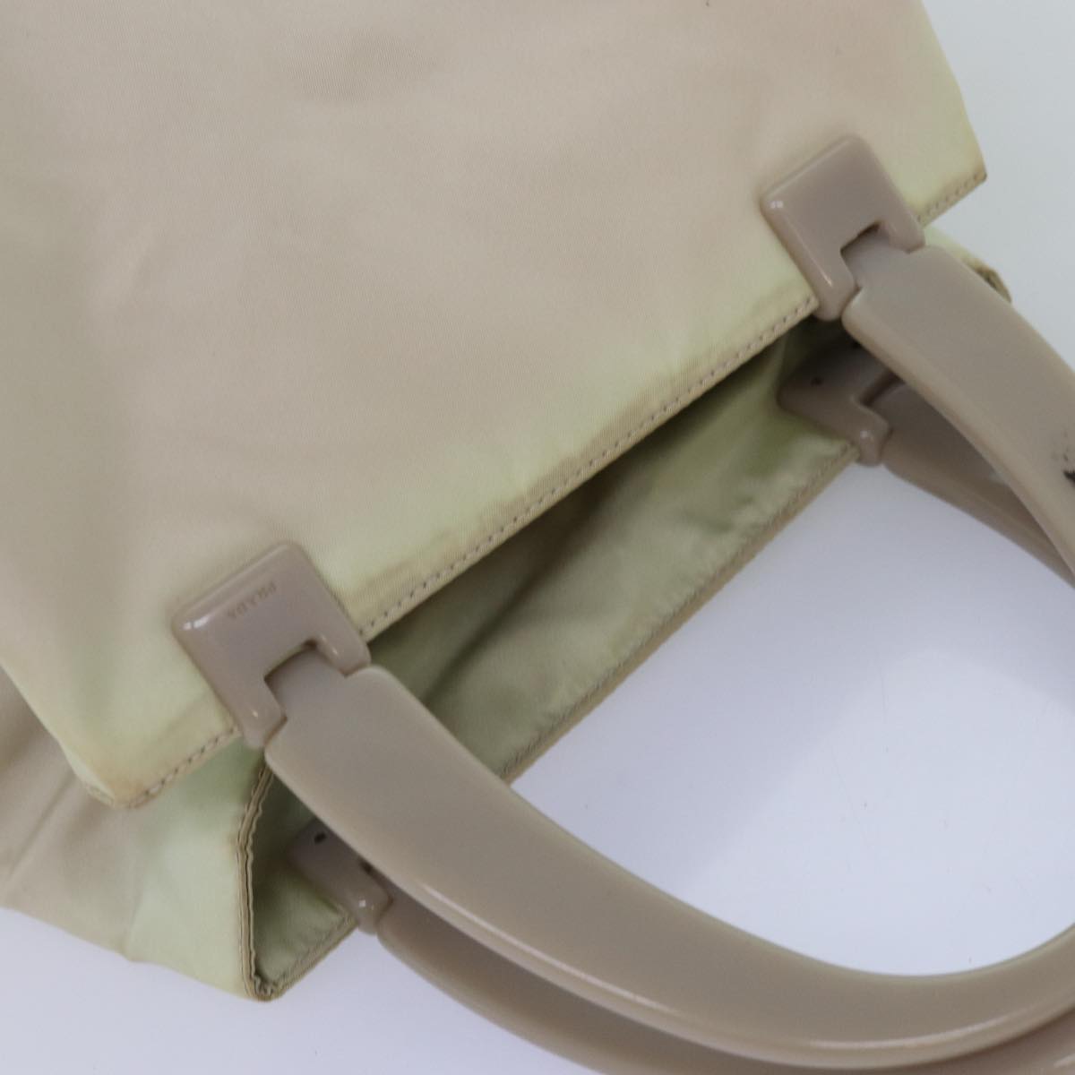 PRADA Tote Bag Nylon Beige Auth 76005