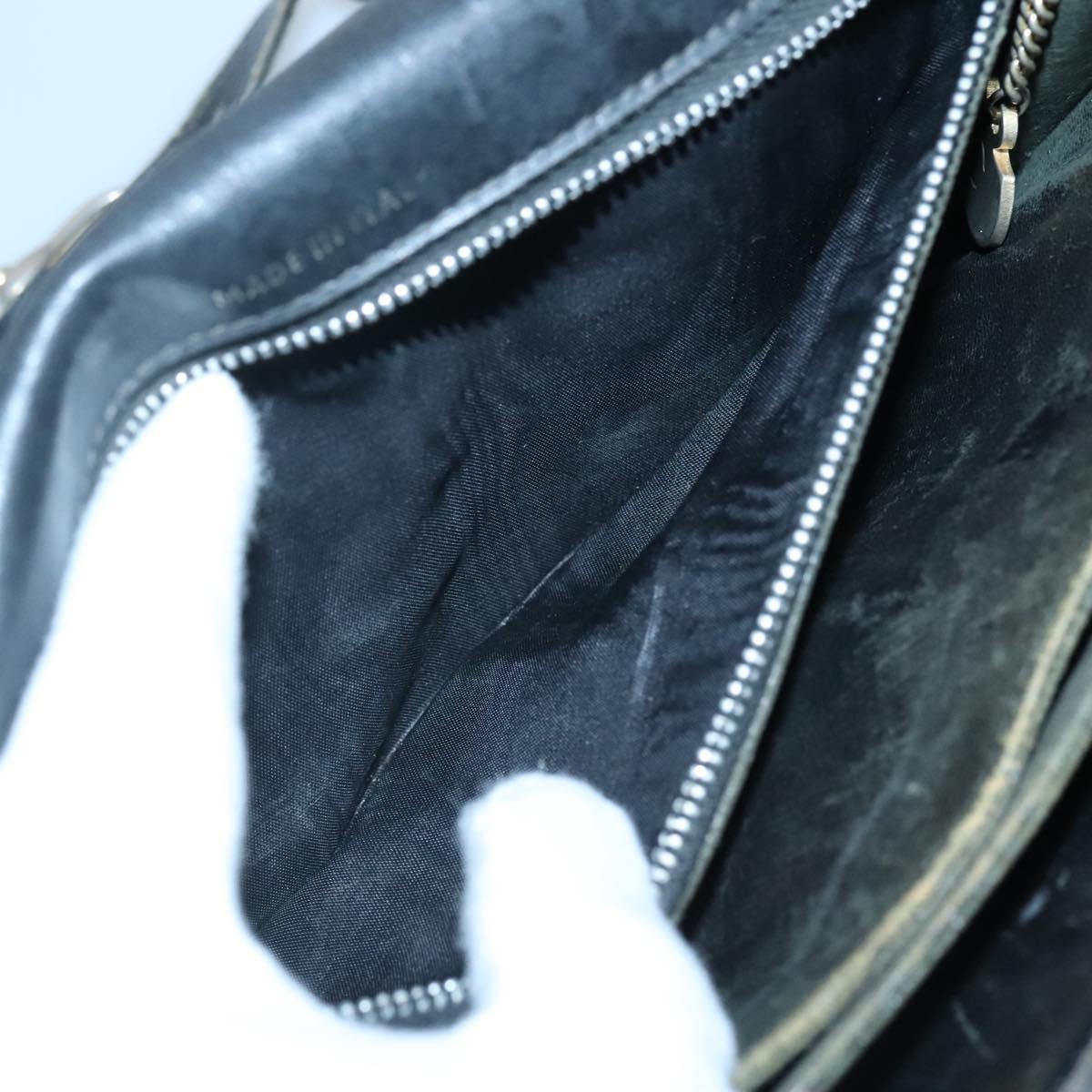 CELINE Shoulder Bag Leather Black Auth 76080