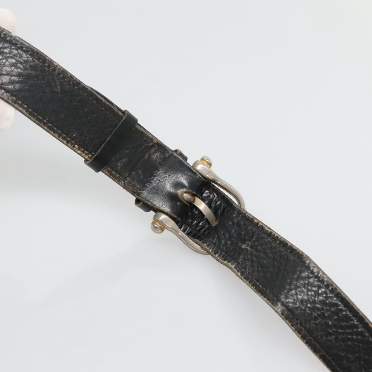CELINE Shoulder Bag Leather Black Auth 76080
