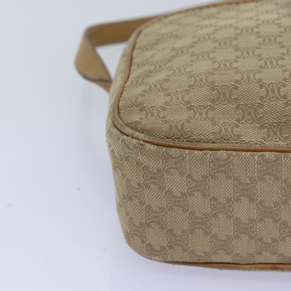 CELINE Macadam Canvas Shoulder Bag Beige Auth 76085