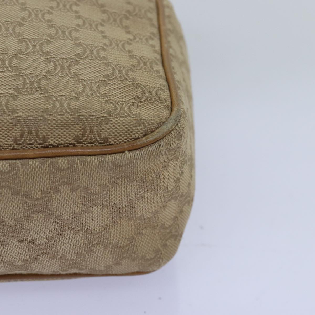 CELINE Macadam Canvas Shoulder Bag Beige Auth 76085