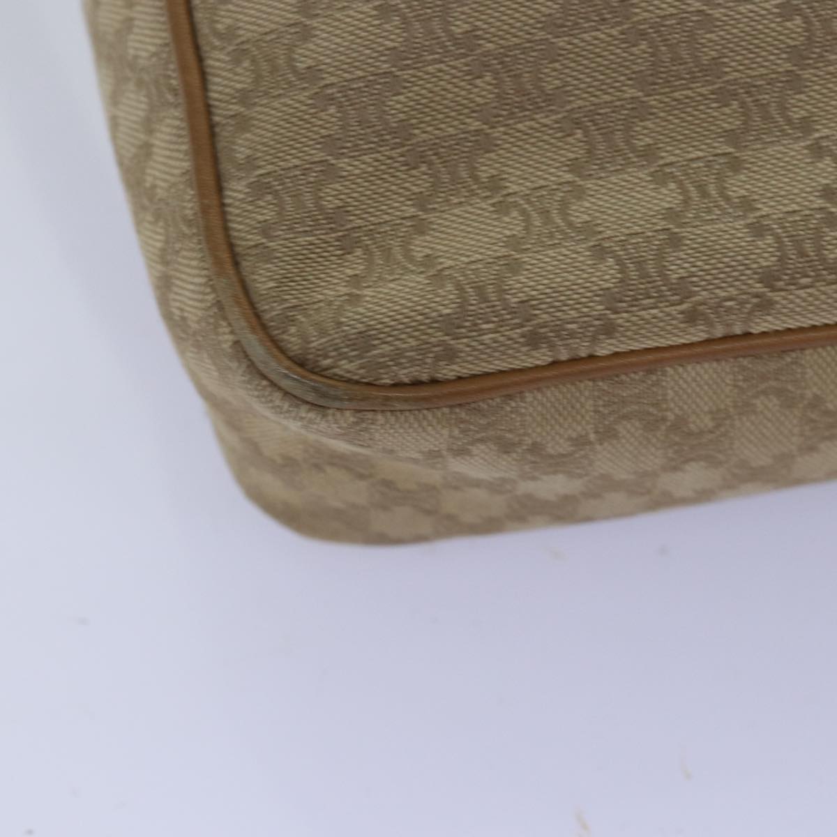 CELINE Macadam Canvas Shoulder Bag Beige Auth 76085
