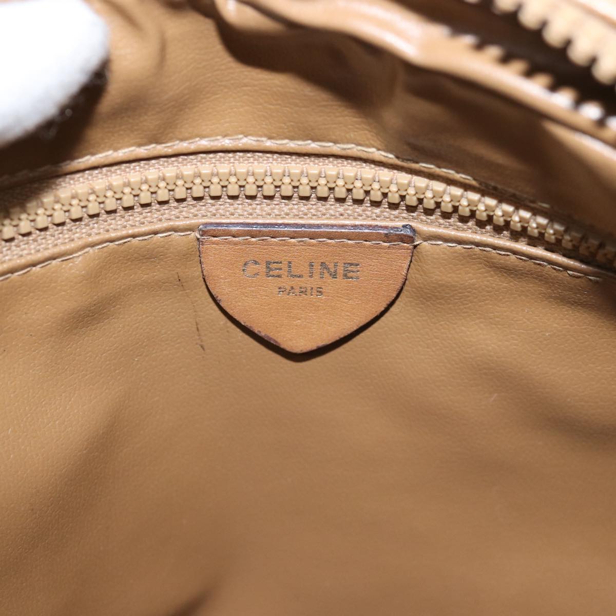 CELINE Macadam Canvas Shoulder Bag Beige Auth 76085