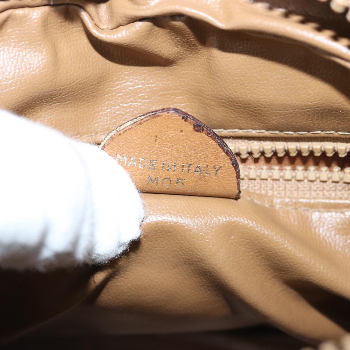 CELINE Macadam Canvas Shoulder Bag Beige Auth 76085