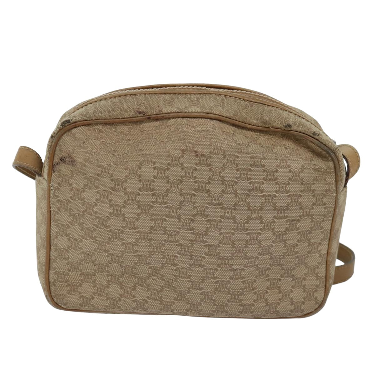 CELINE Macadam Canvas Shoulder Bag Beige Auth 76085
