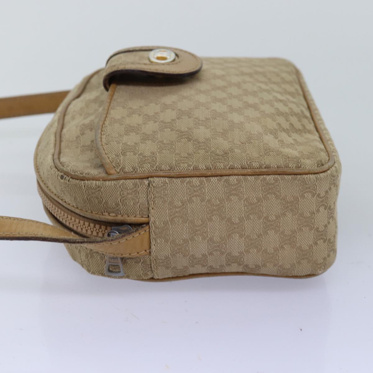 CELINE Macadam Canvas Shoulder Bag Beige Auth 76085