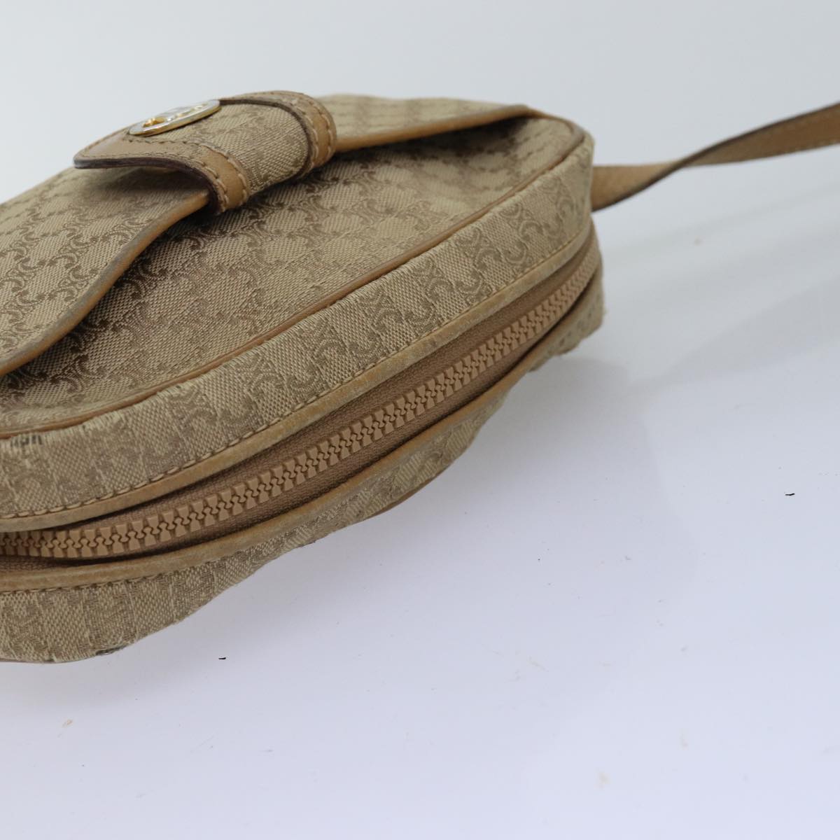 CELINE Macadam Canvas Shoulder Bag Beige Auth 76085