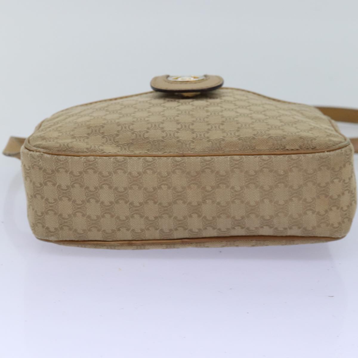 CELINE Macadam Canvas Shoulder Bag Beige Auth 76085