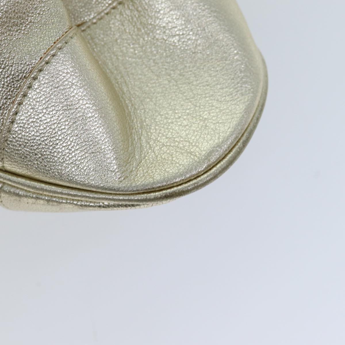 Salvatore Ferragamo Gancini Hand Bag Leather Gold Auth 76148