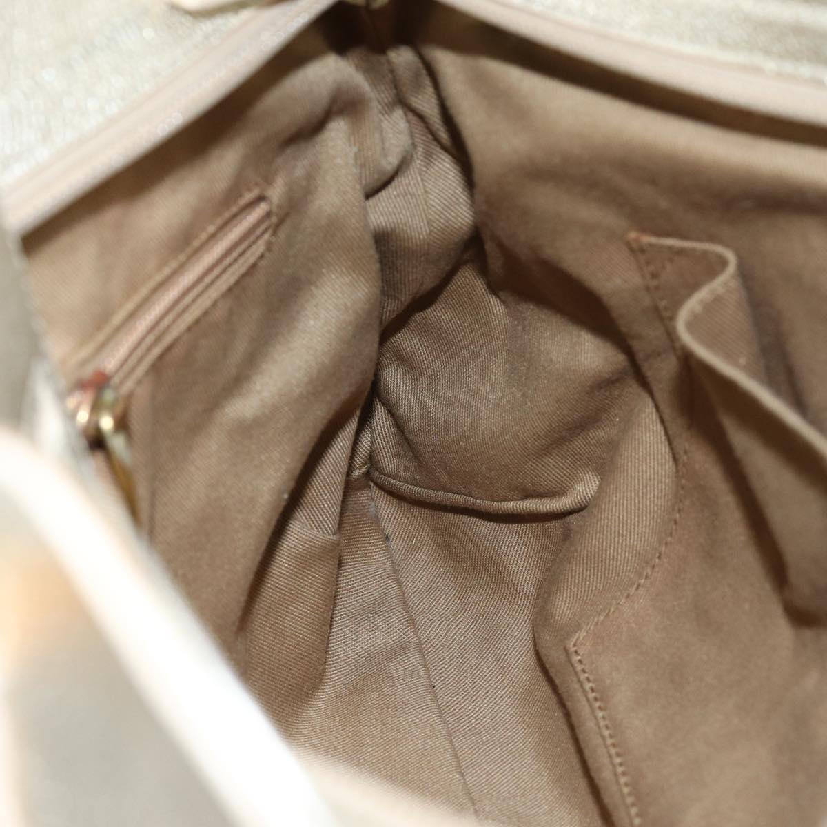 Salvatore Ferragamo Gancini Hand Bag Leather Gold Auth 76148