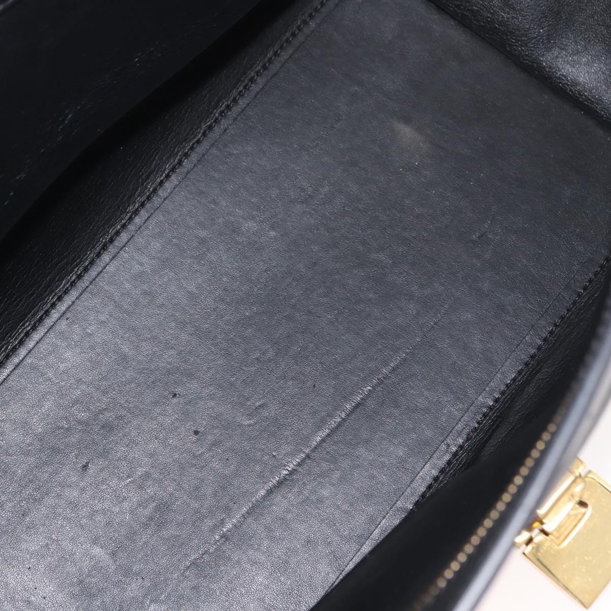 CELINE Trapeze Hand Bag Suede Leather 2way Black Khaki Auth 76216