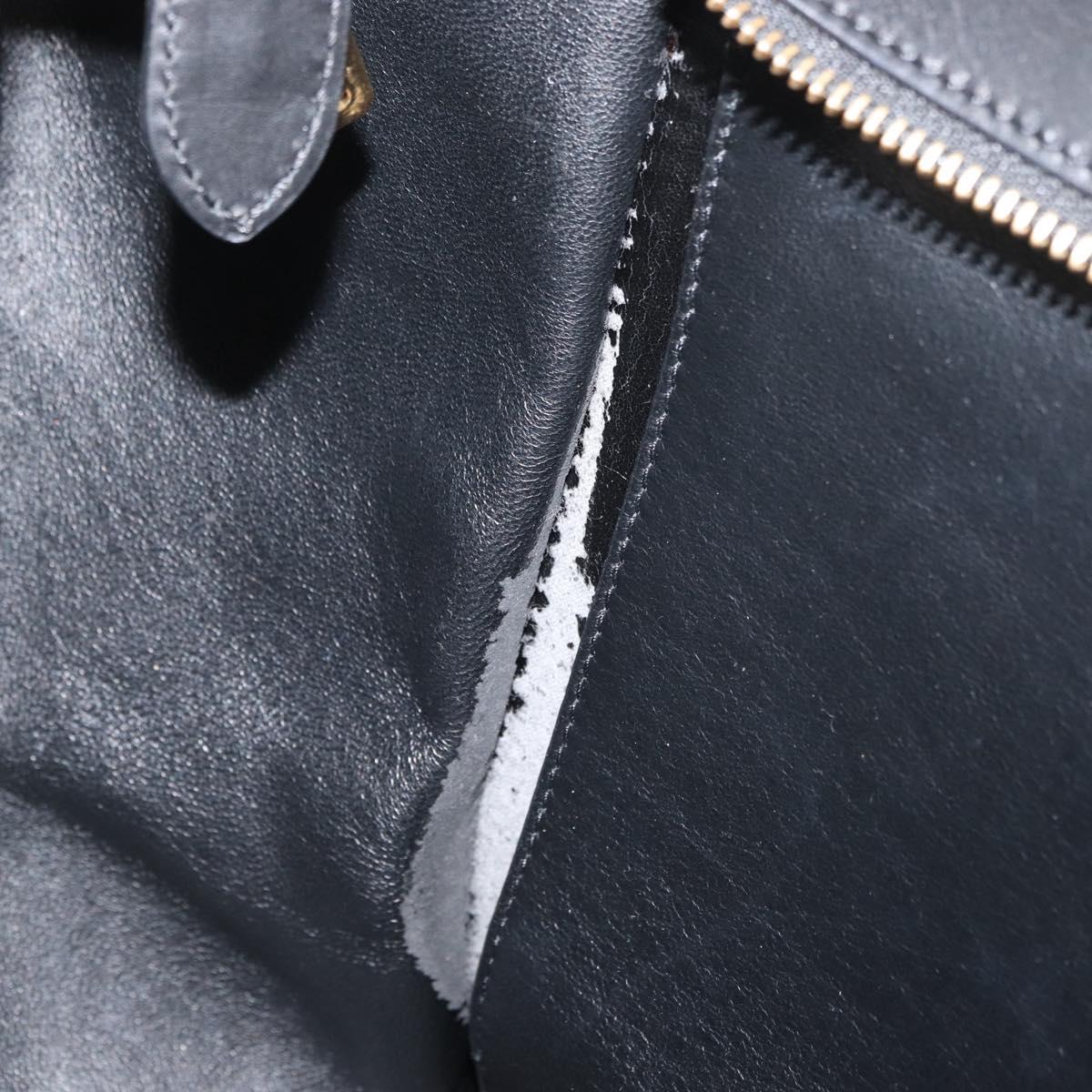 CELINE Trapeze Hand Bag Suede Leather 2way Black Khaki Auth 76216
