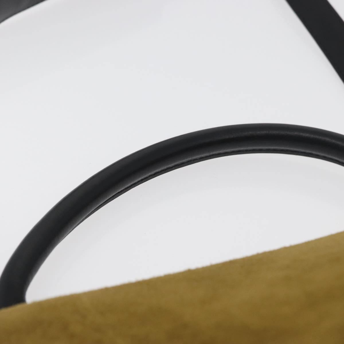 CELINE Trapeze Hand Bag Suede Leather 2way Black Khaki Auth 76216