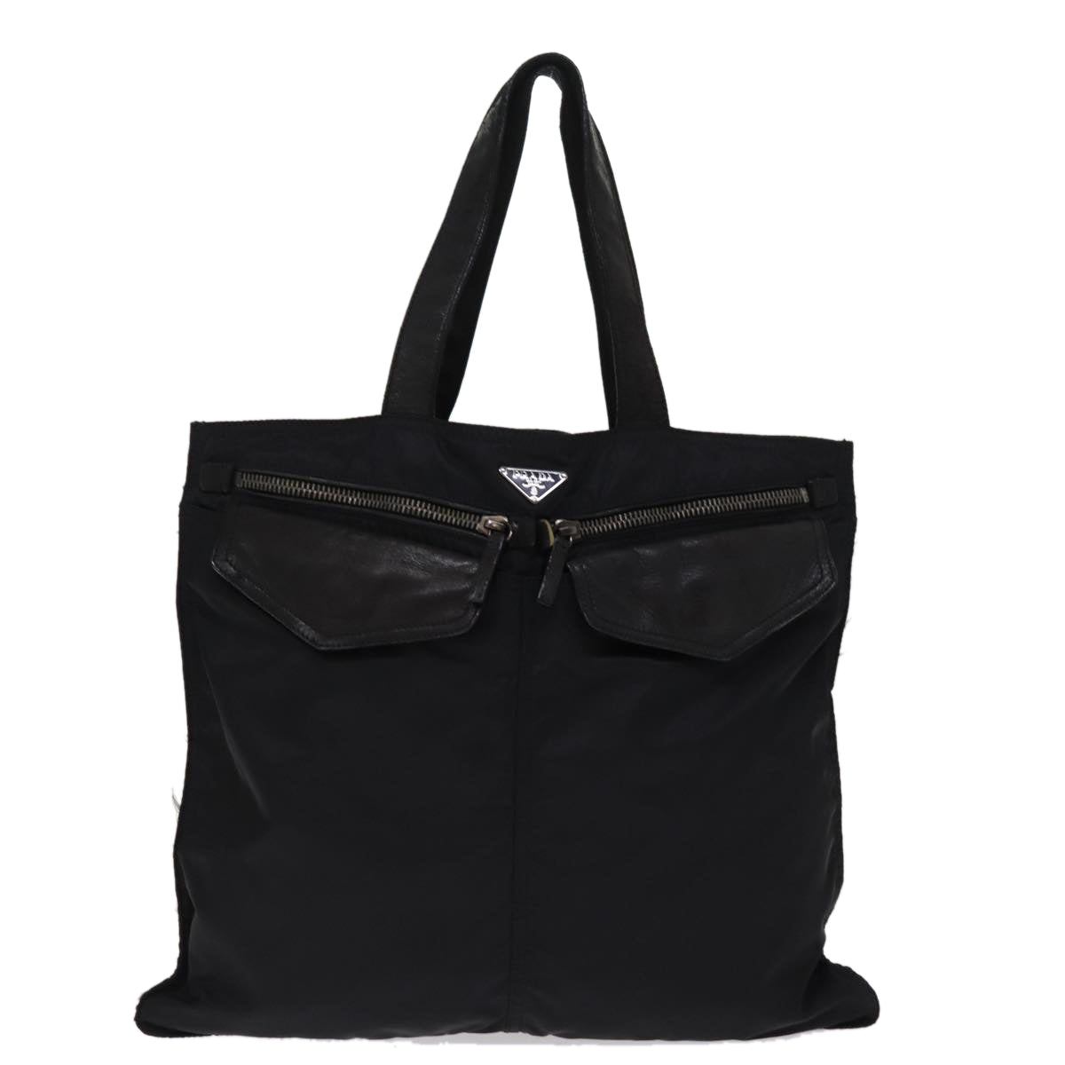PRADA Tote Bag Nylon Black Auth 76367