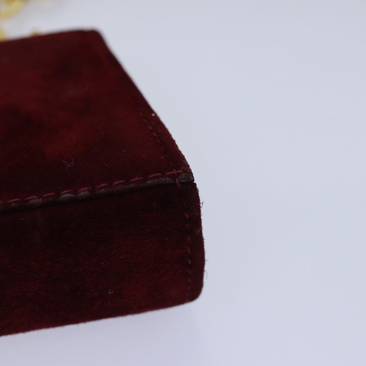 Salvatore Ferragamo Chain Shoulder Bag Suede Red Auth 76383