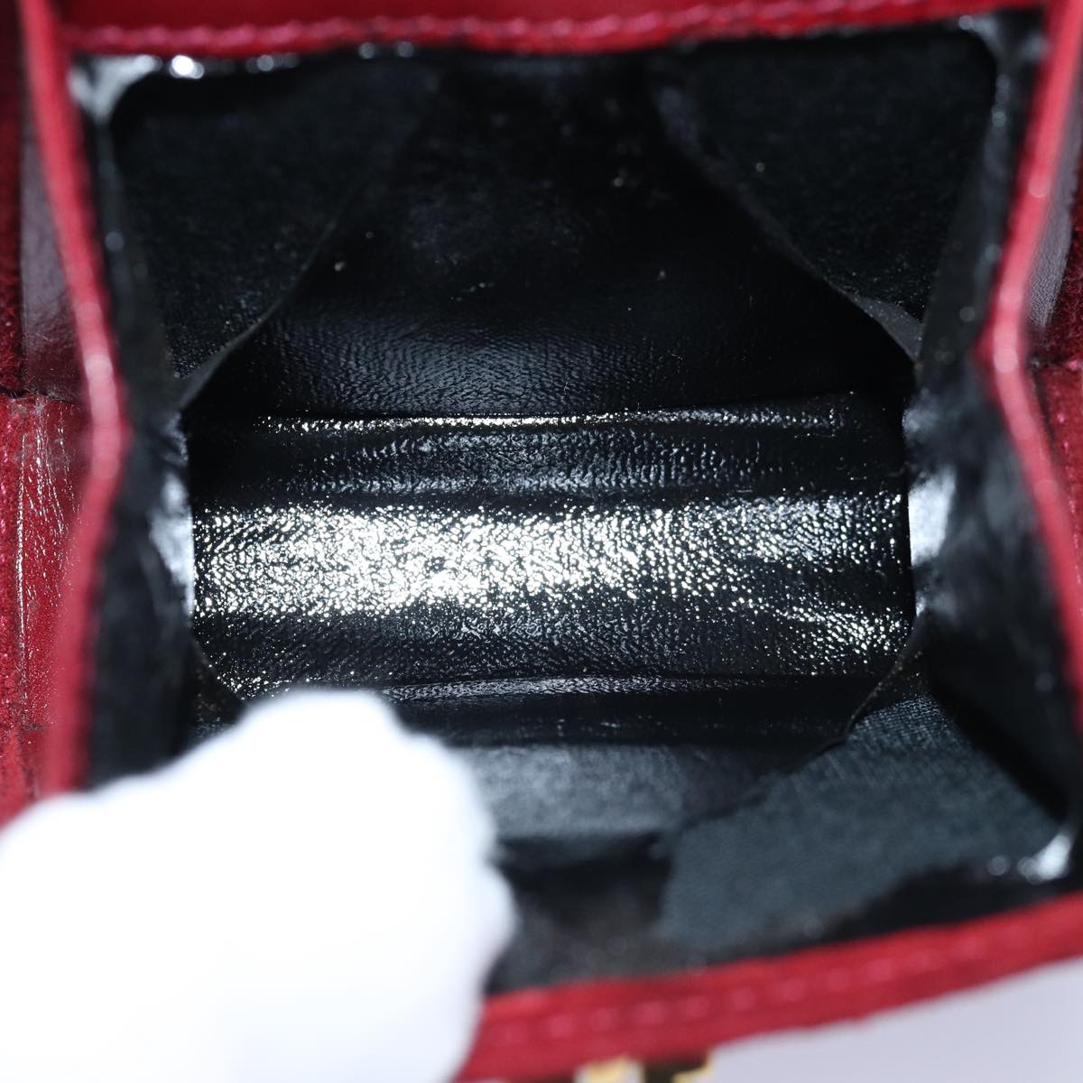 Salvatore Ferragamo Chain Shoulder Bag Suede Red Auth 76383