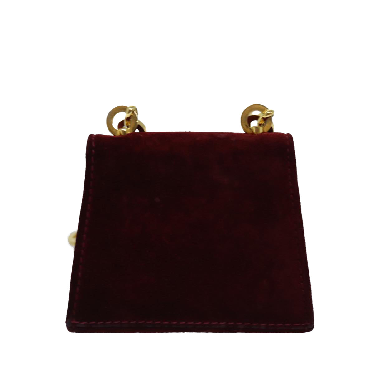 Salvatore Ferragamo Chain Shoulder Bag Suede Red Auth 76383
