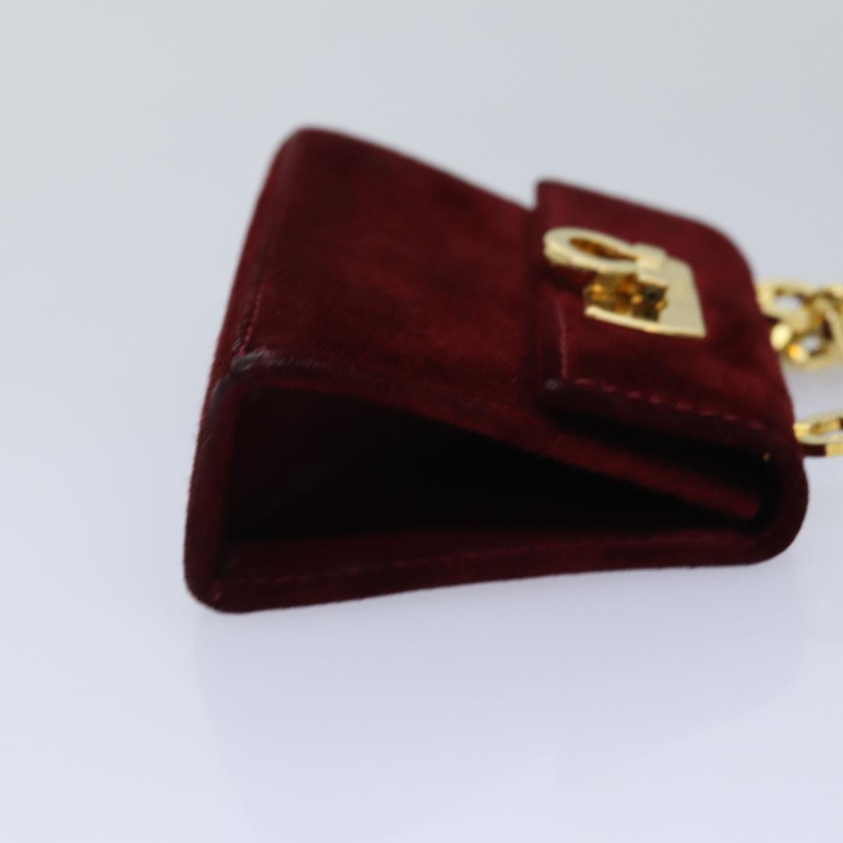 Salvatore Ferragamo Chain Shoulder Bag Suede Red Auth 76383