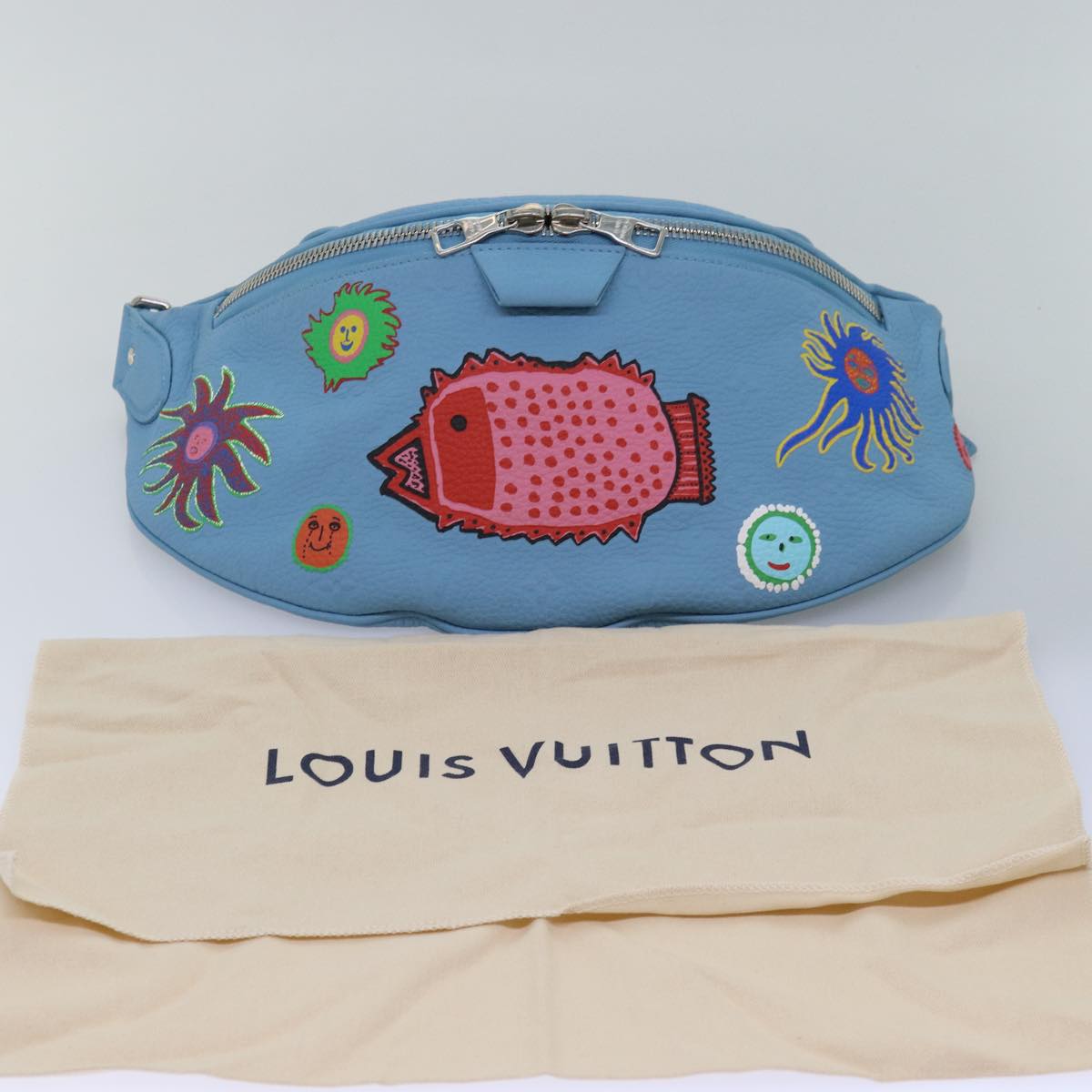 LOUIS VUITTON Taurillon Monogram Maxi Bum Bag bag Light Blue M21715 Auth 76433SM