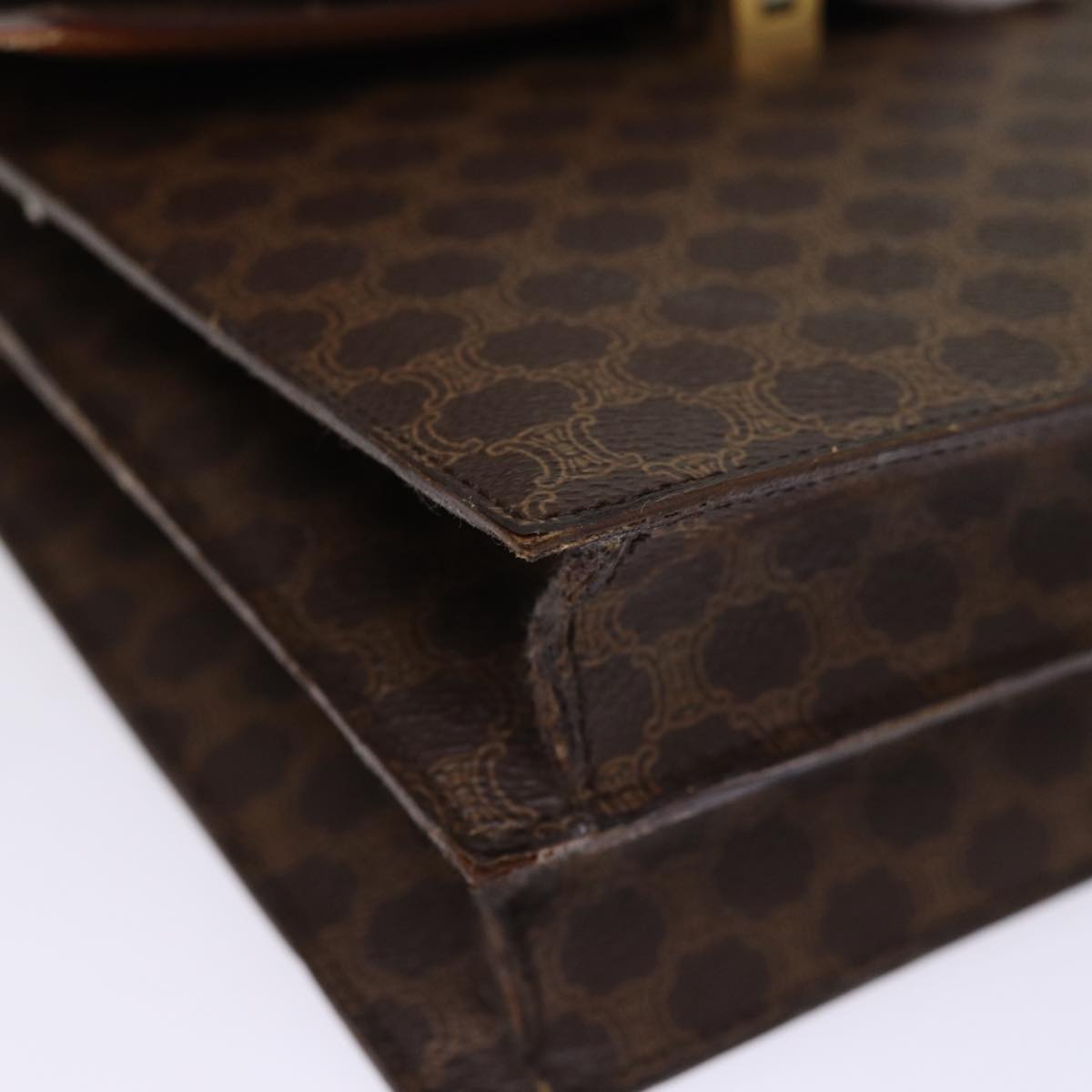 CELINE Macadam Canvas Shoulder Bag PVC Leather Brown Auth 77199