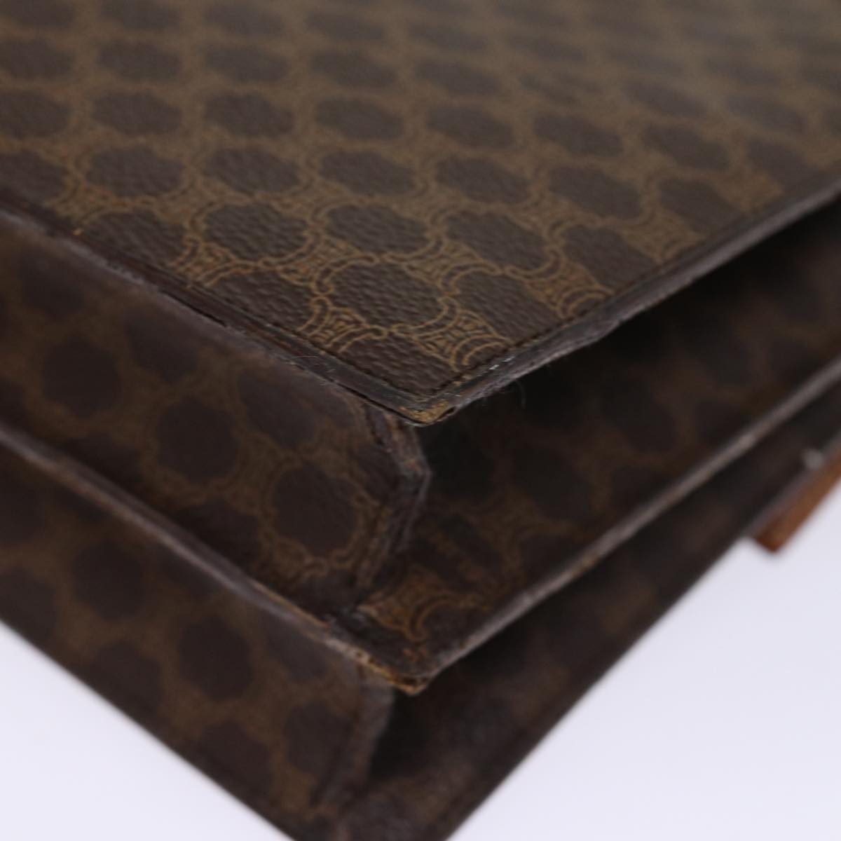 CELINE Macadam Canvas Shoulder Bag PVC Leather Brown Auth 77199