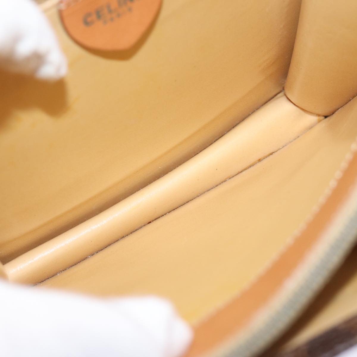 CELINE Macadam Canvas Shoulder Bag PVC Leather Brown Auth 77199