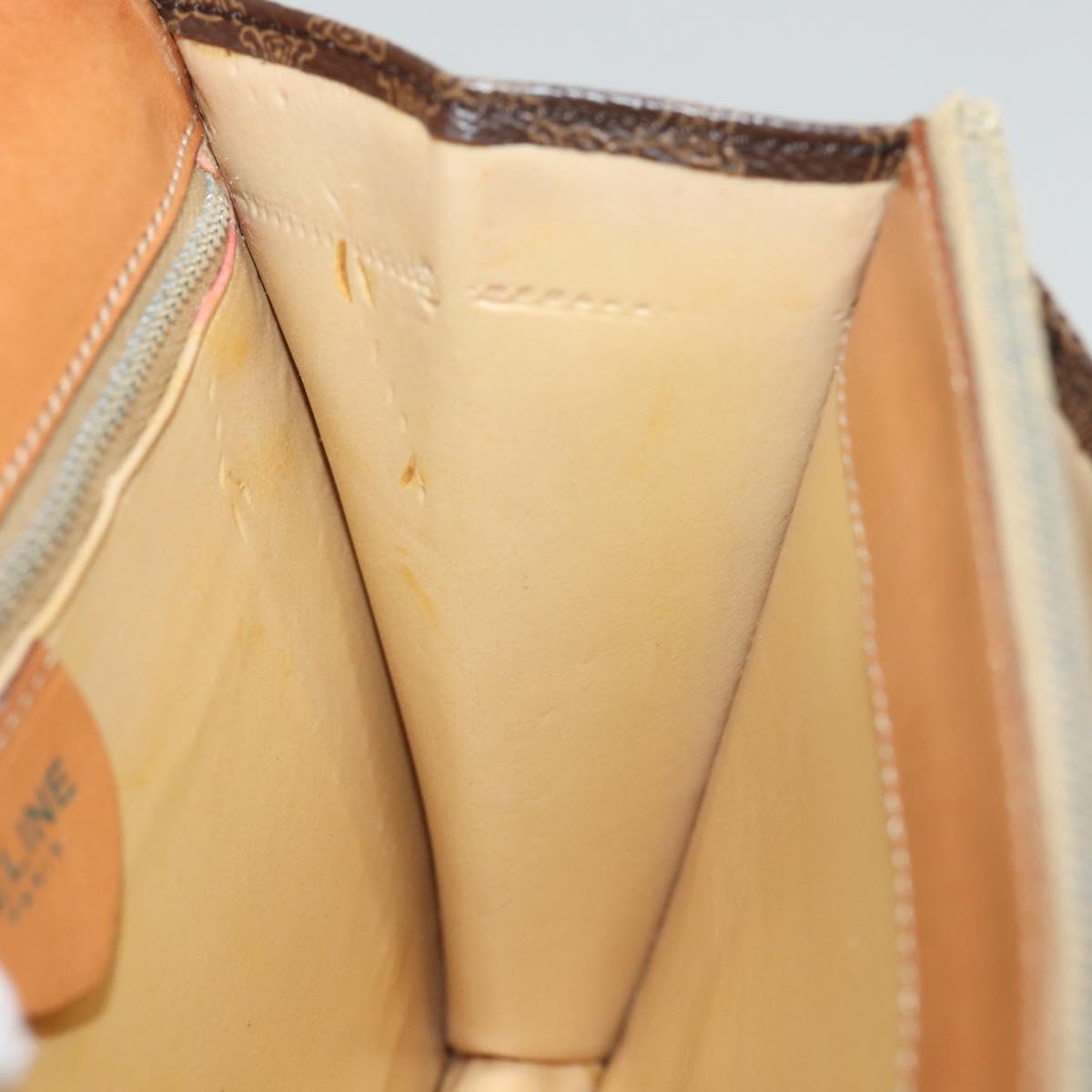 CELINE Macadam Canvas Shoulder Bag PVC Leather Brown Auth 77199