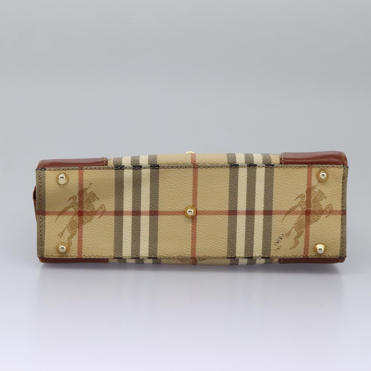 Burberrys Nova Check Hand Bag PVC 2way Beige Auth 77376