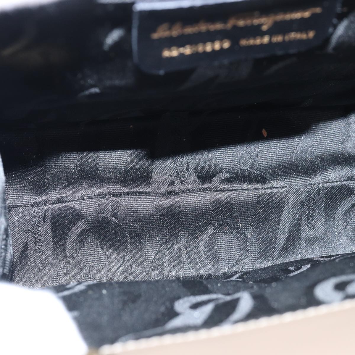 Salvatore Ferragamo Gancini Hand Bag Enamel 2way Gray Auth 77671