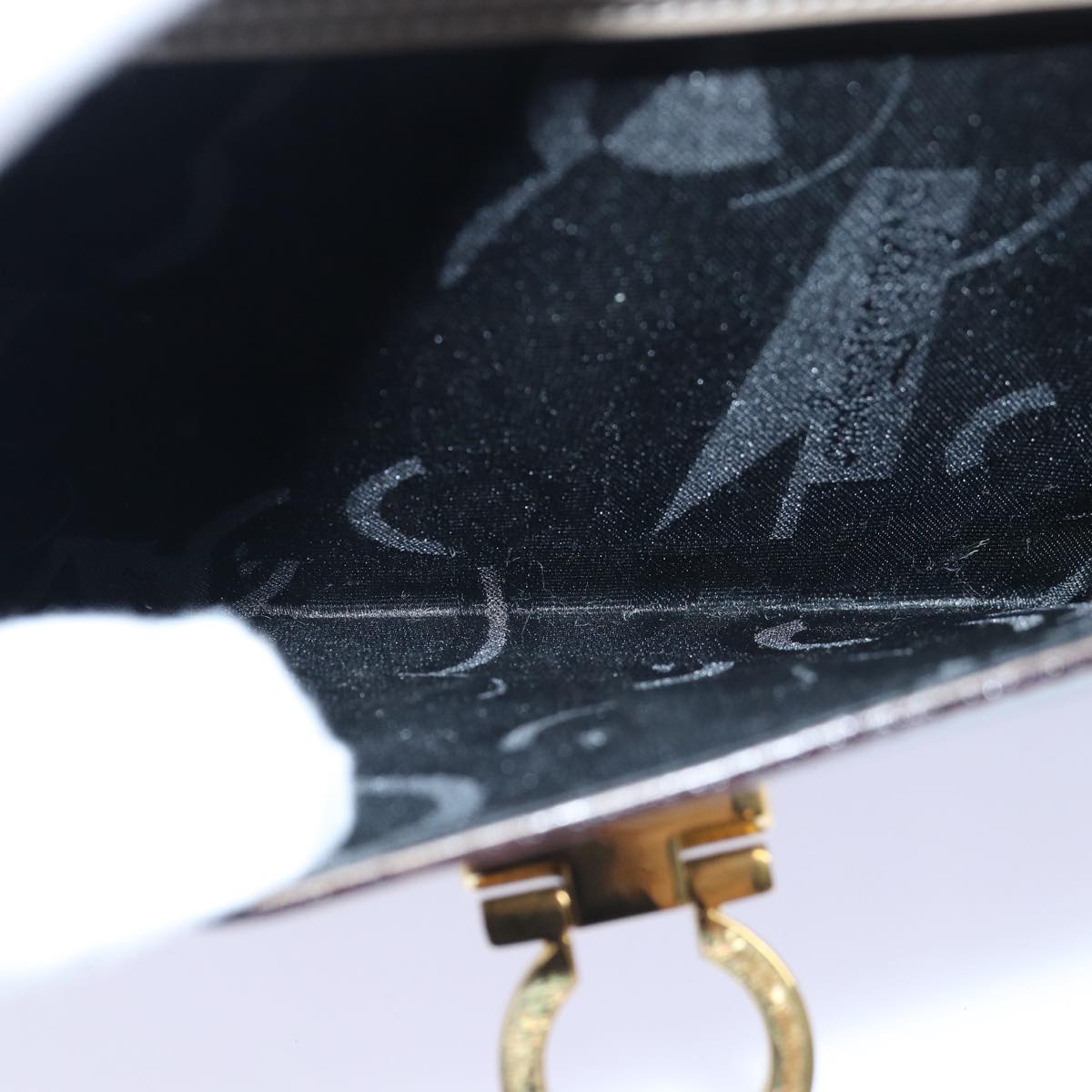 Salvatore Ferragamo Gancini Hand Bag Enamel 2way Gray Auth 77671