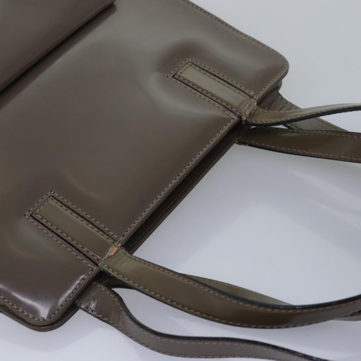 Salvatore Ferragamo Gancini Hand Bag Enamel 2way Gray Auth 77671