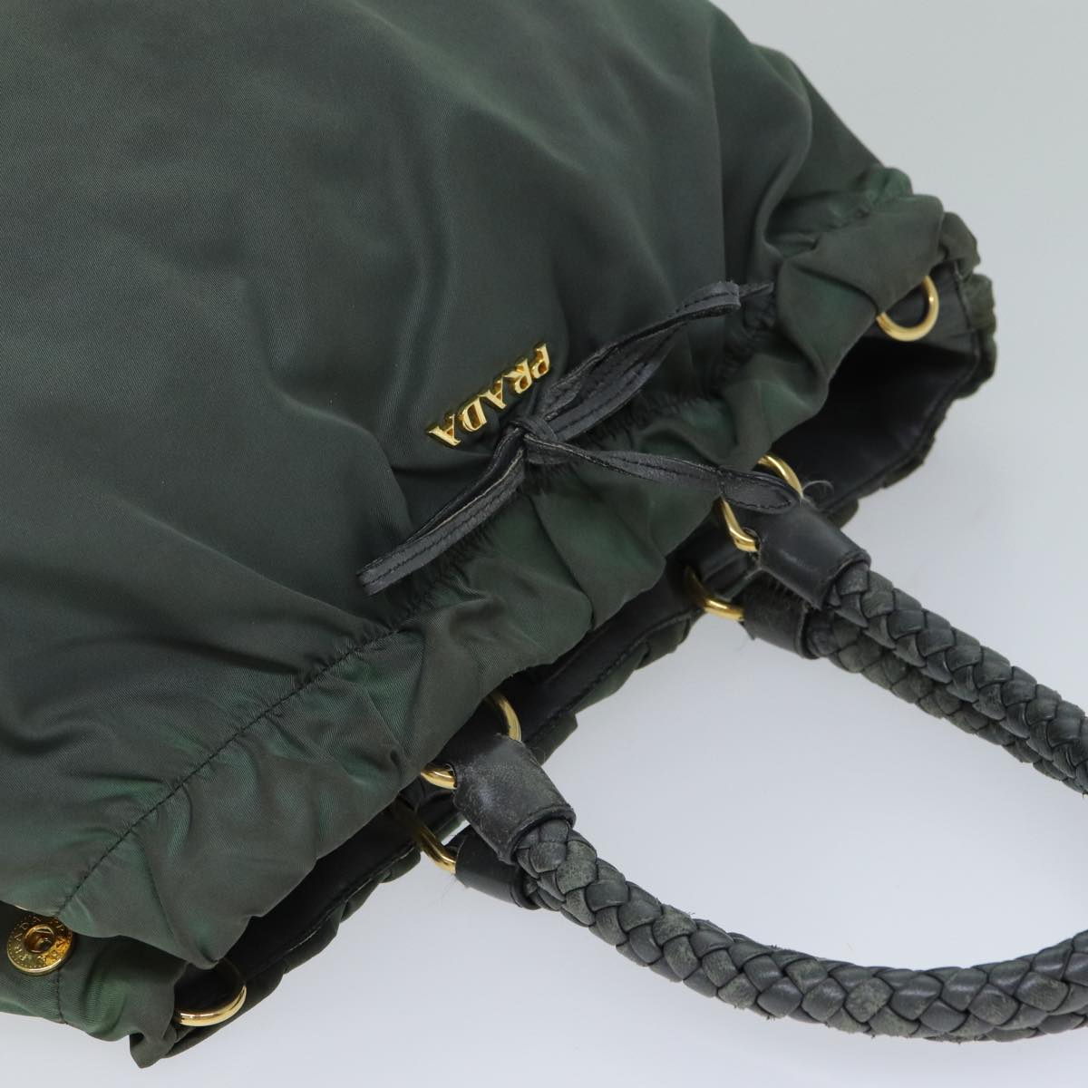 PRADA Hand Bag Nylon 2way Khaki Auth 77763