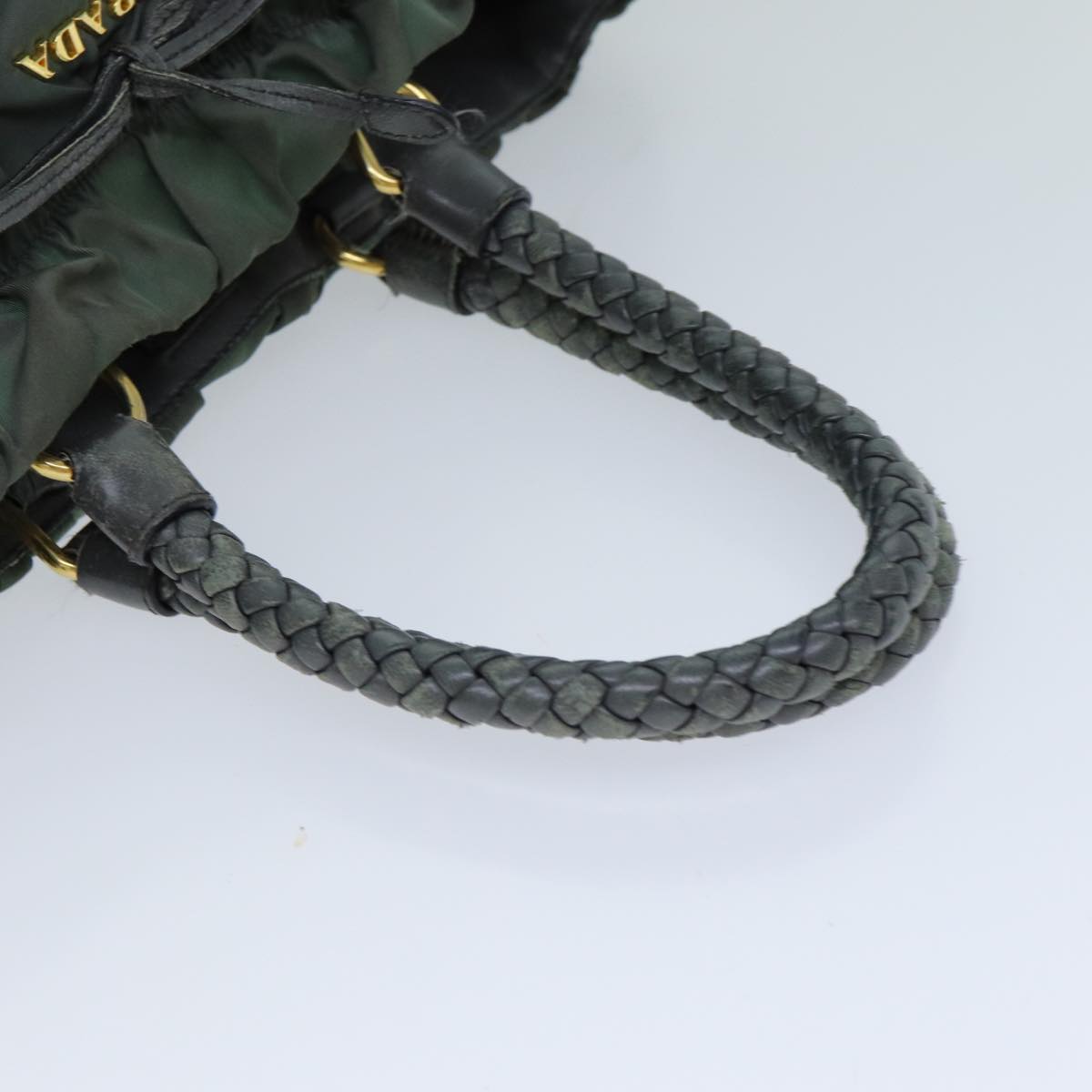 PRADA Hand Bag Nylon 2way Khaki Auth 77763