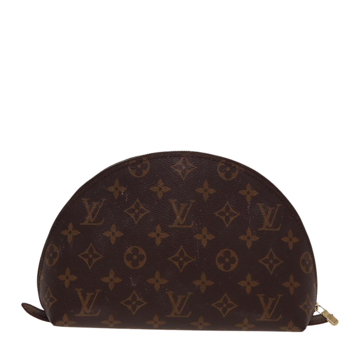 LOUIS VUITTON Monogram Trousse Demi Ronde Cosmetic Pouch M47520 LV Auth 77855
